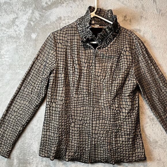 Damee Inc 2 Piece Set Black Gold Long Sleeve Jacket & Tank Size Medium - Picture 5 of 8